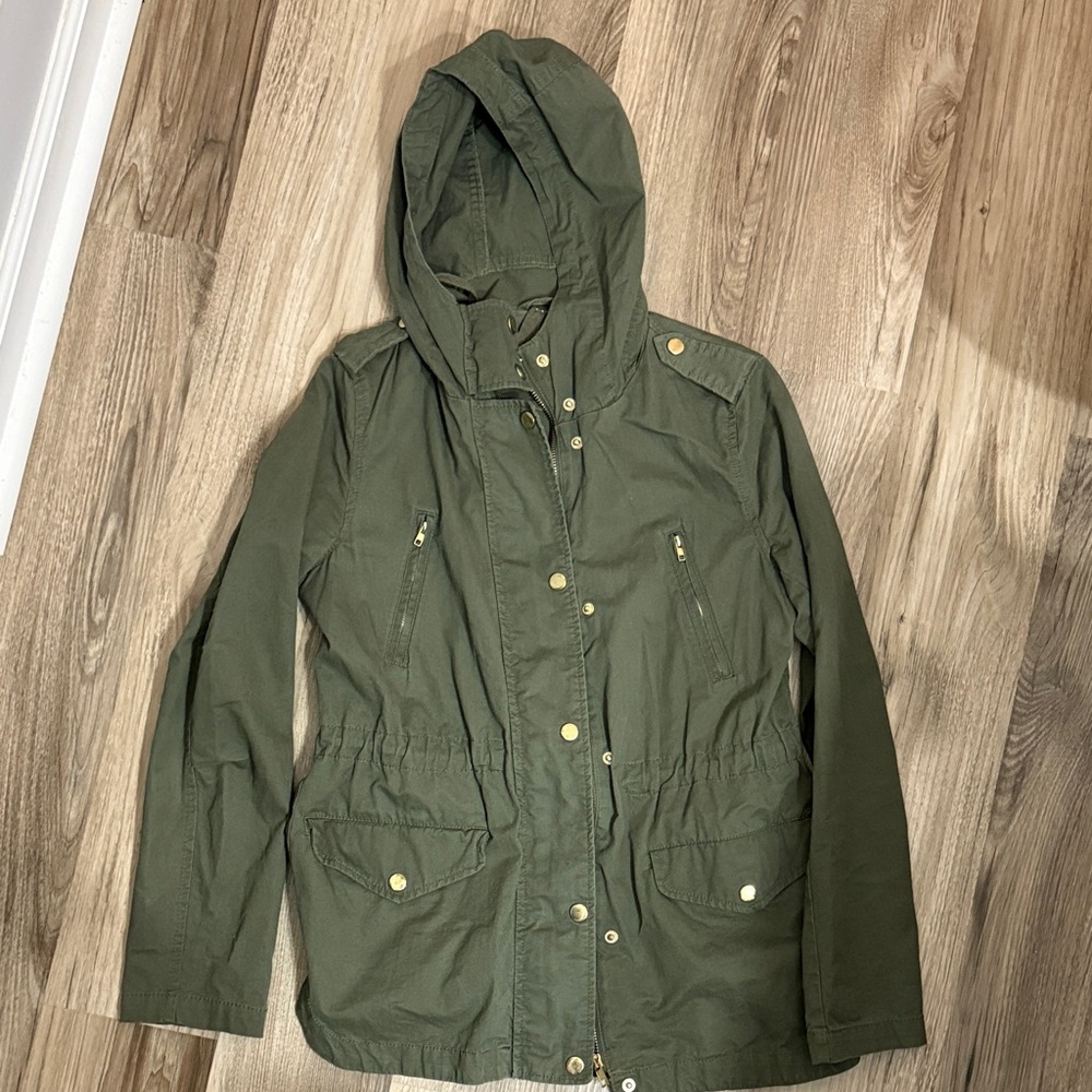 Love Tree Olive Utility Jacket with Hood size S